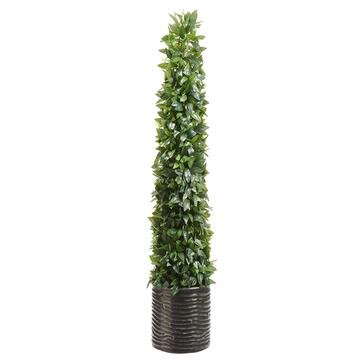 60" Laurel Leaf Topiary Ribbed Planter
