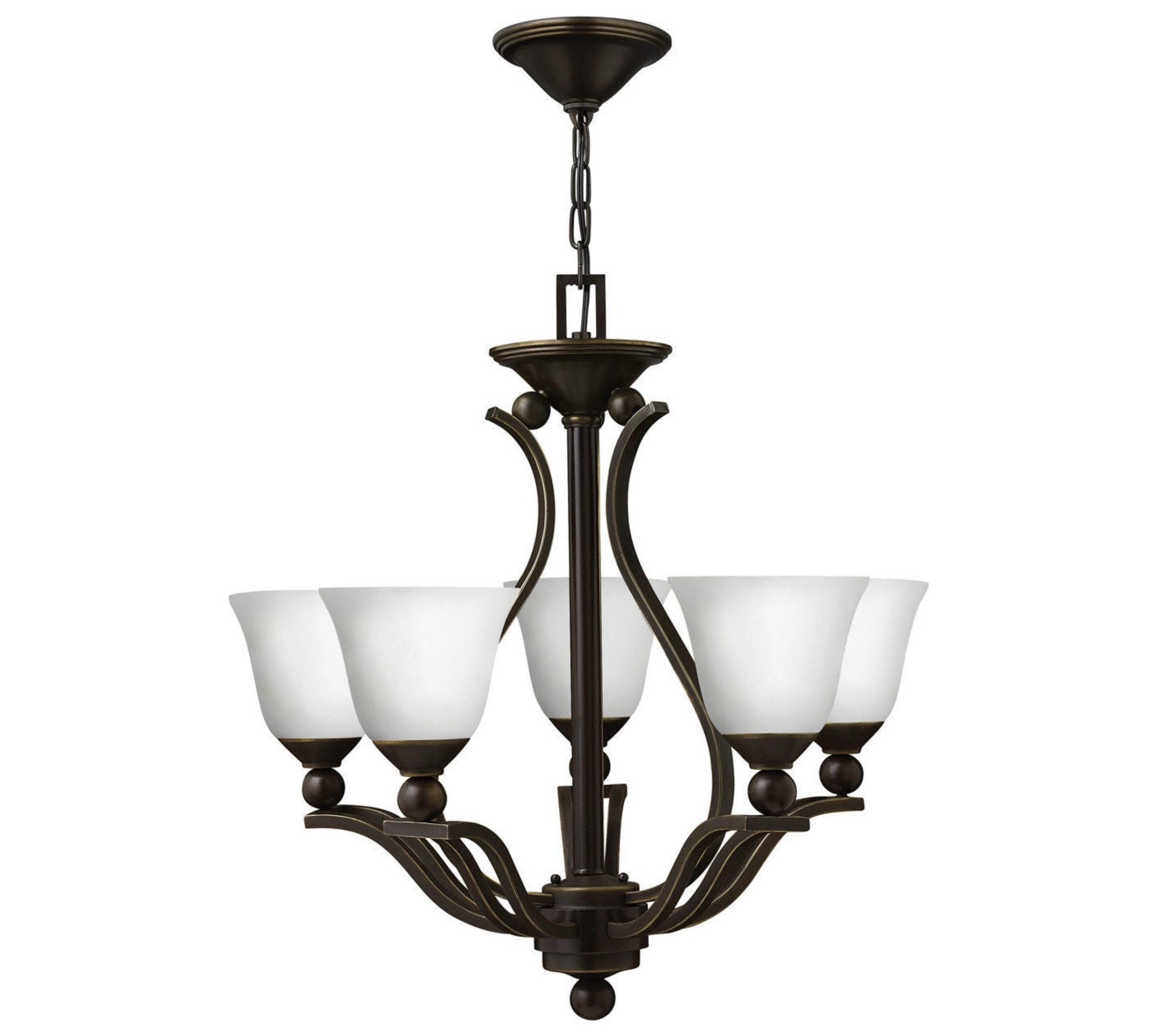 Medium Olde Bronze/Opal Glass Bolla Chandelier