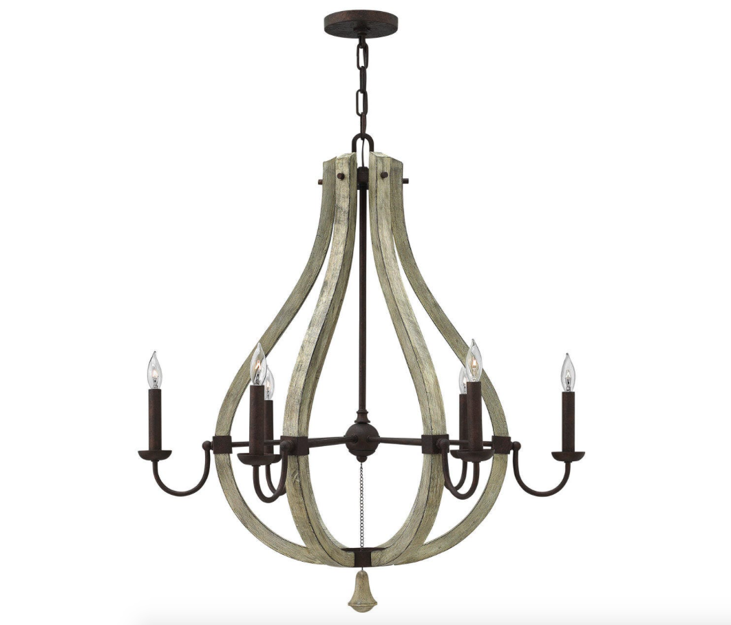 Large Iron Rust/Weathered Ash Single Tier Middlefield Chandelier