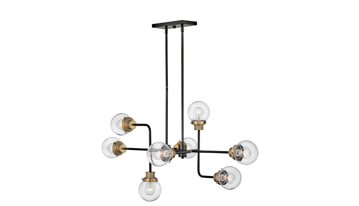 Eight Light Black/Heritage Brass Poppy Chandelier