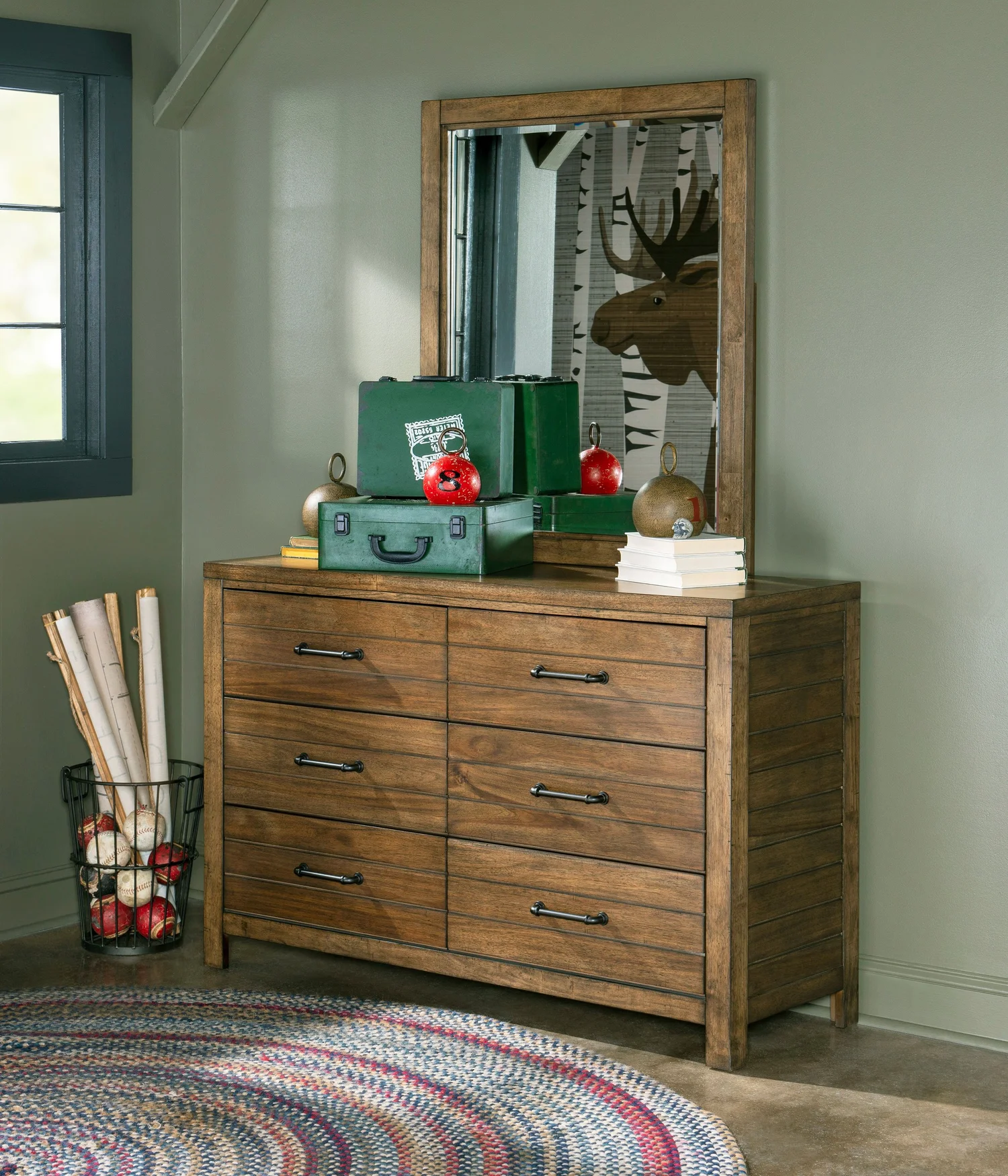 brown six drawer dresser HTD Aspen 58