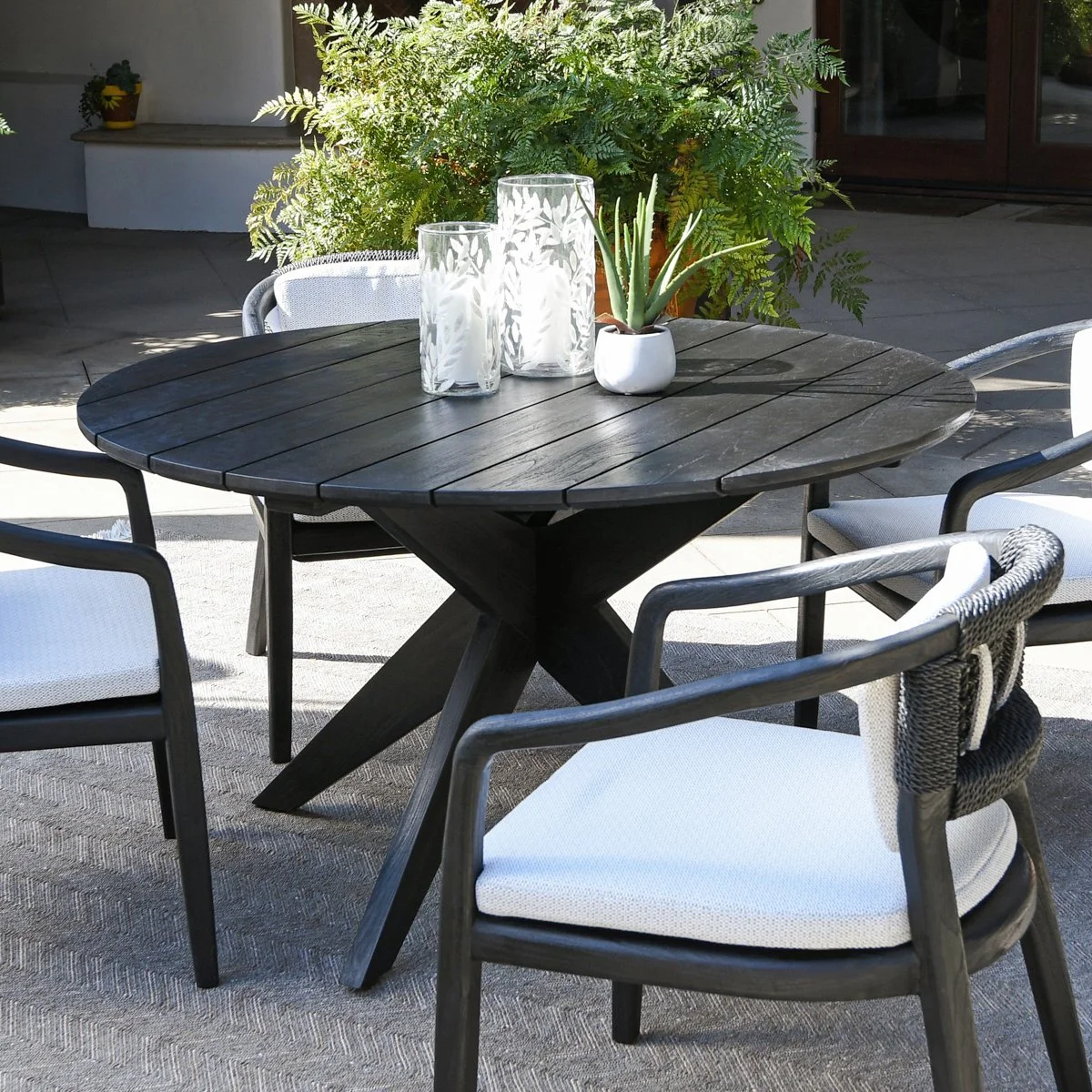 Black 53" Alameda Outdoor Round Dining Table — Miller's Home Furnishings