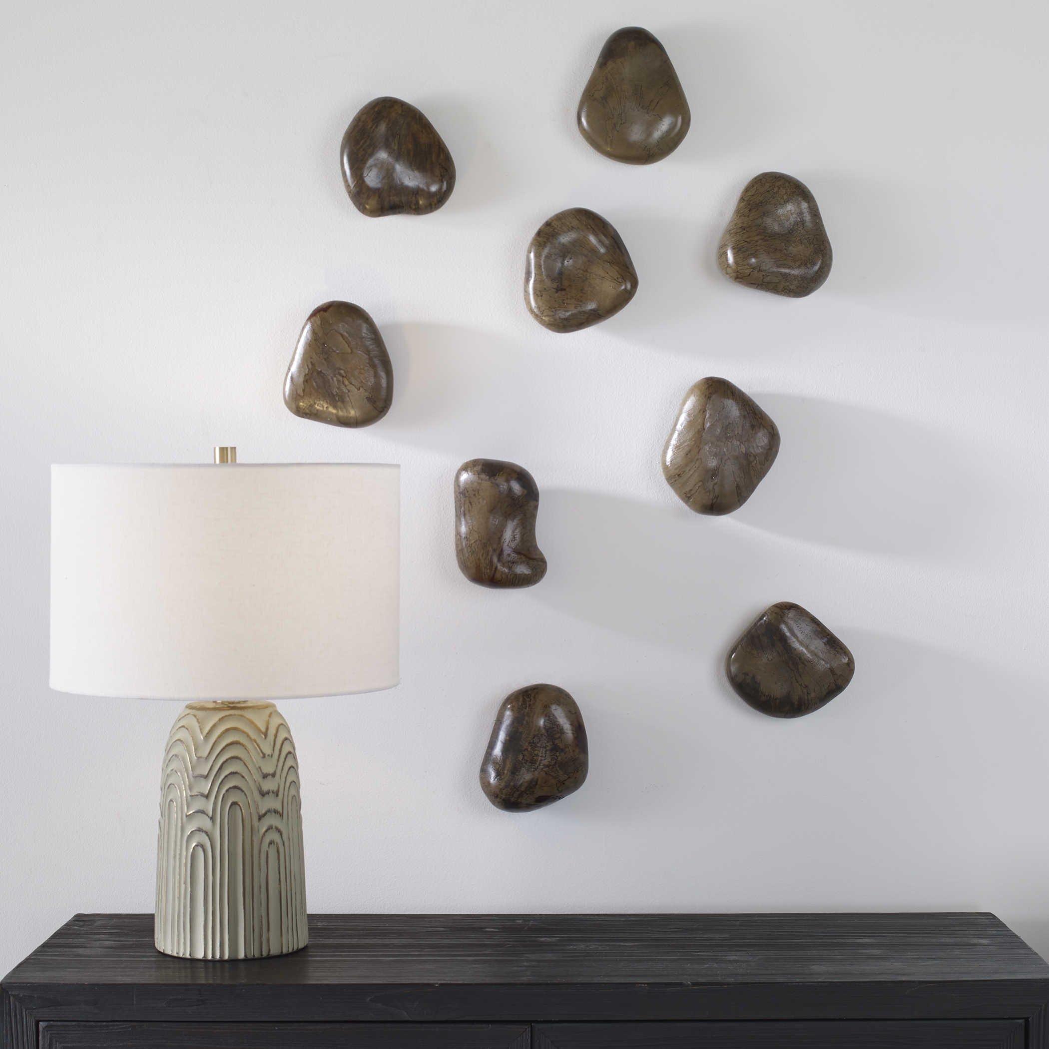Walnut Pebbles Wood Wall Decor