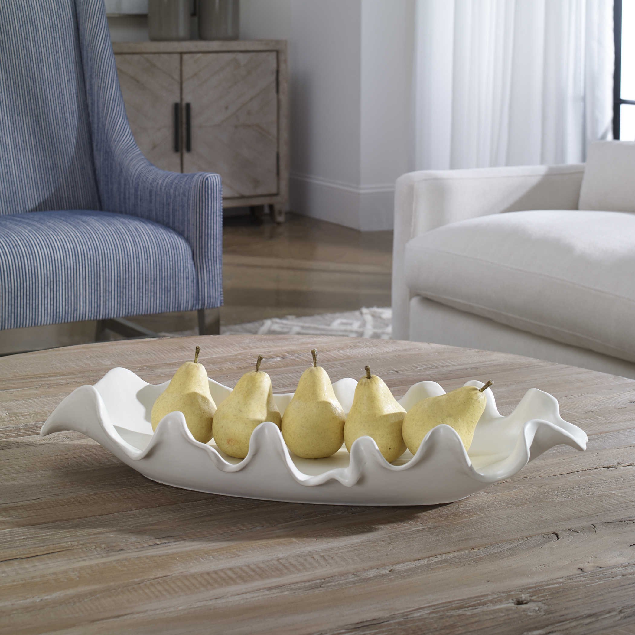 White Ruffled Feathers Bowl