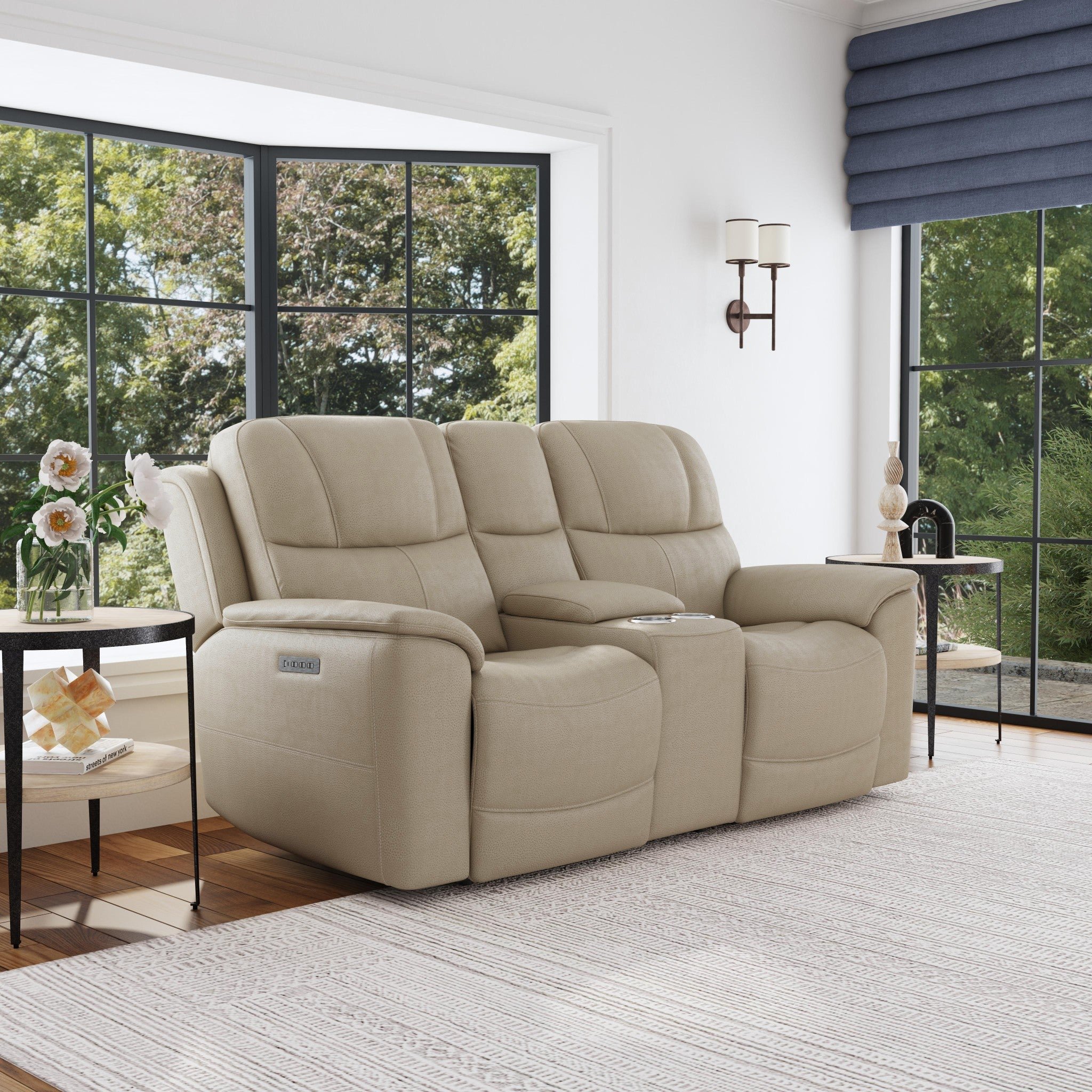 Crew Pebble Power Reclining Loveseat with Console