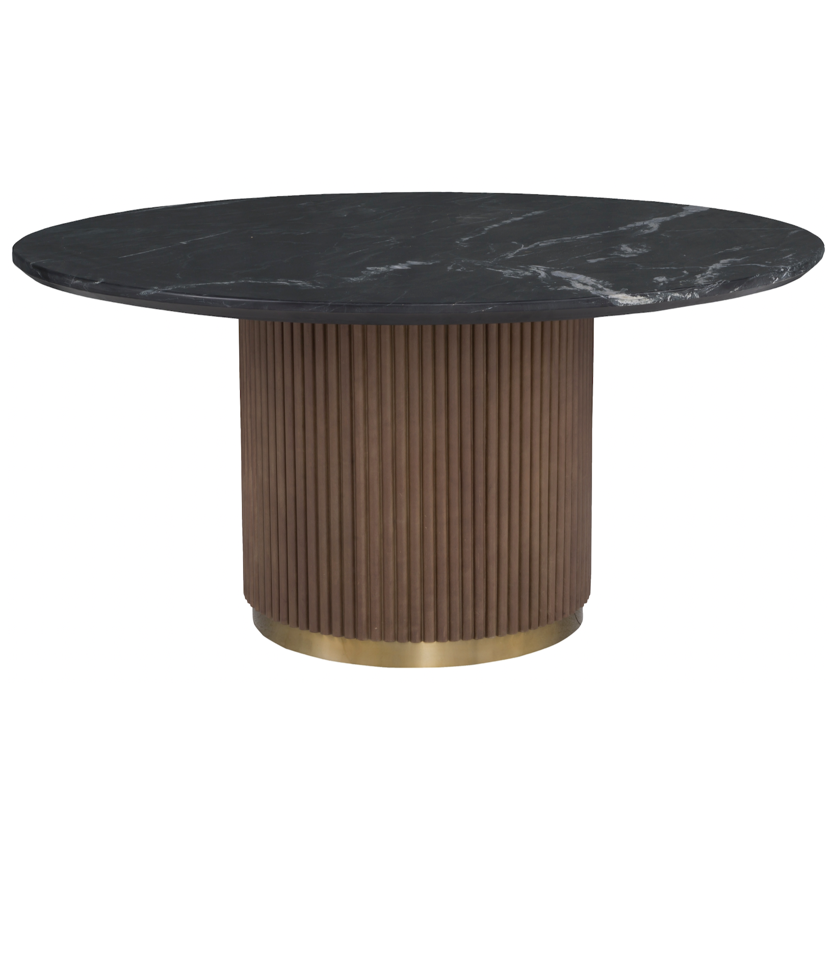 Dimitri 60" Round Dining Table with Black Marble Top