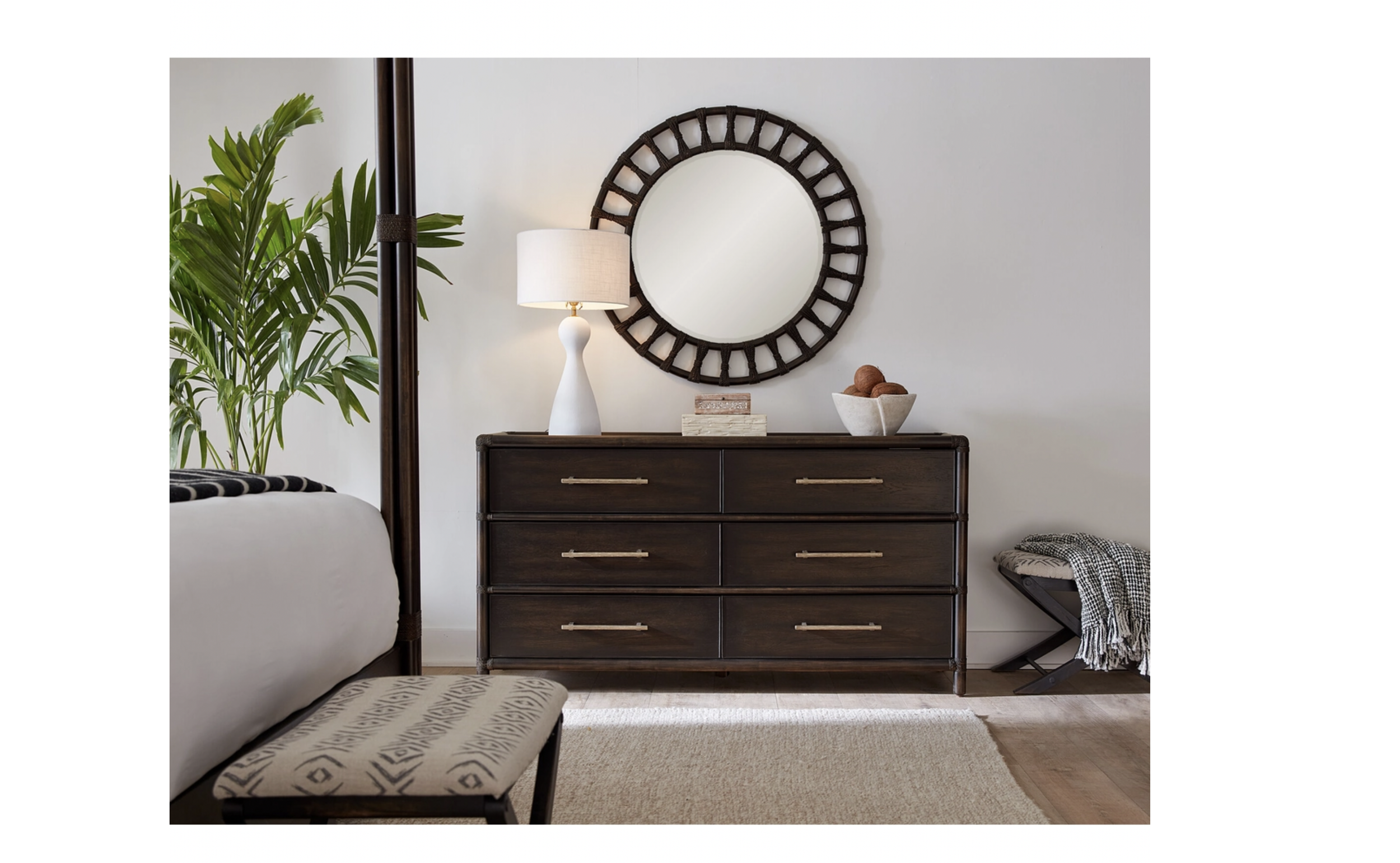 Retreat Pole Rattan Accent Mirror
