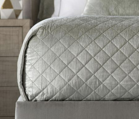 Chloe Pre-Wash Ice Silver Velvet Coverlet Collection