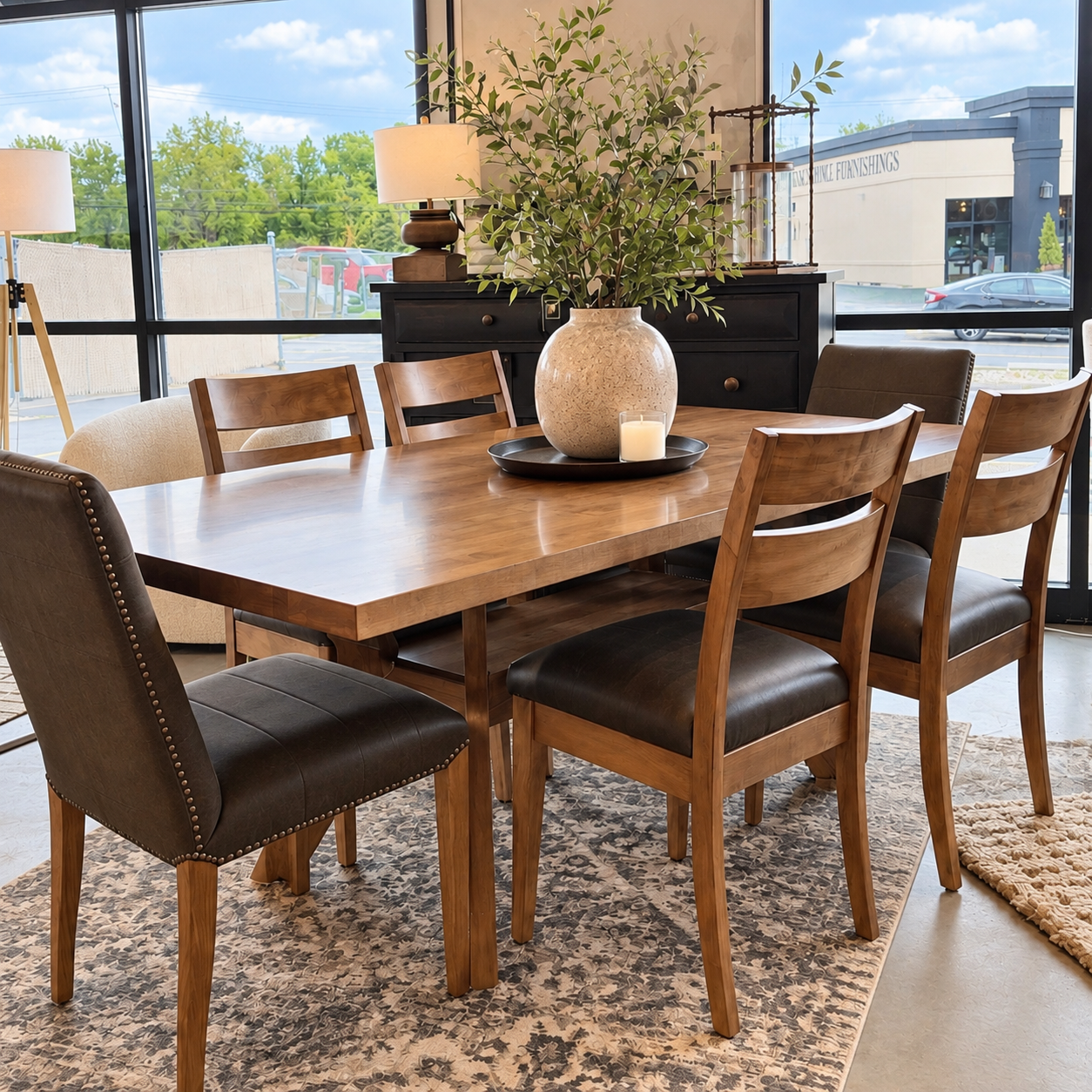 Customizable Estate Premium Double Pedestal Dining Table with D45 Base