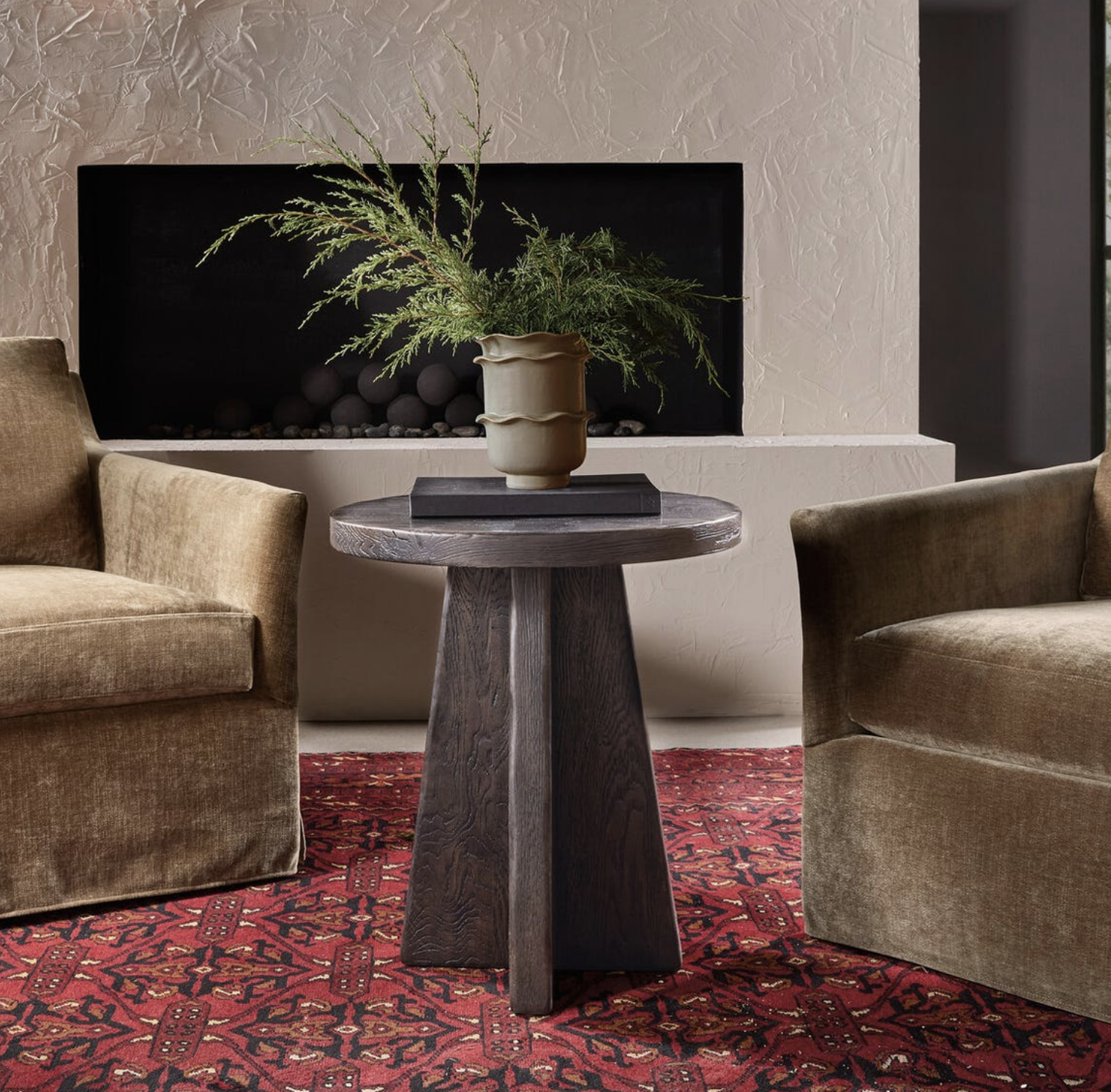 Burnt Timber Driftwood Round End Table