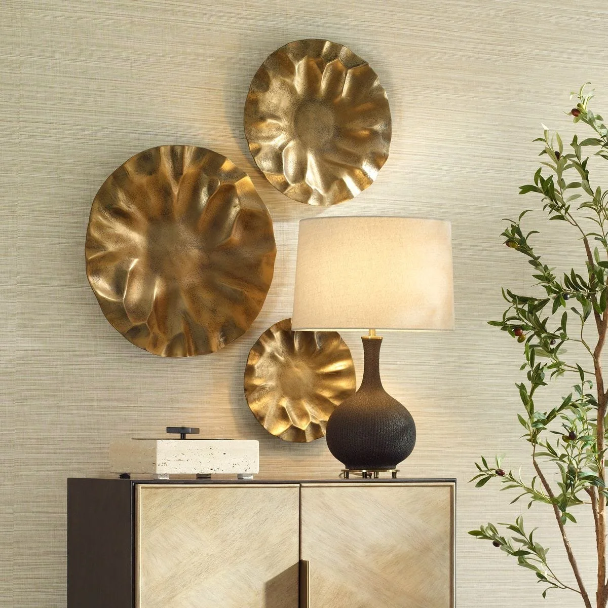 Gold Peonia Outdoor Wall Decor
