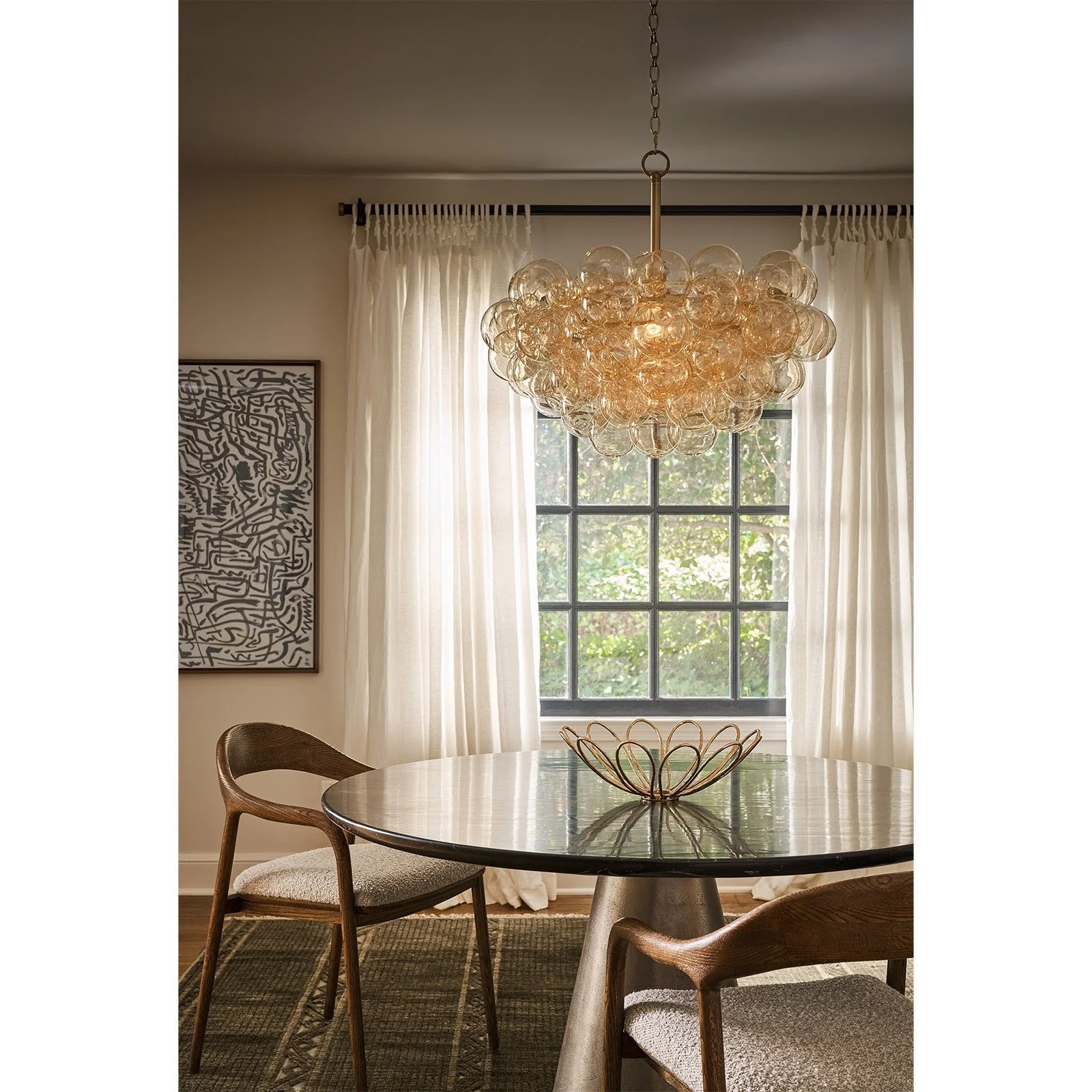 Amber Brass Bubbles Chandelier