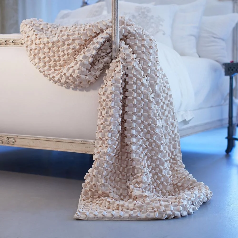 Ivory Ribbon Pillow/Throw