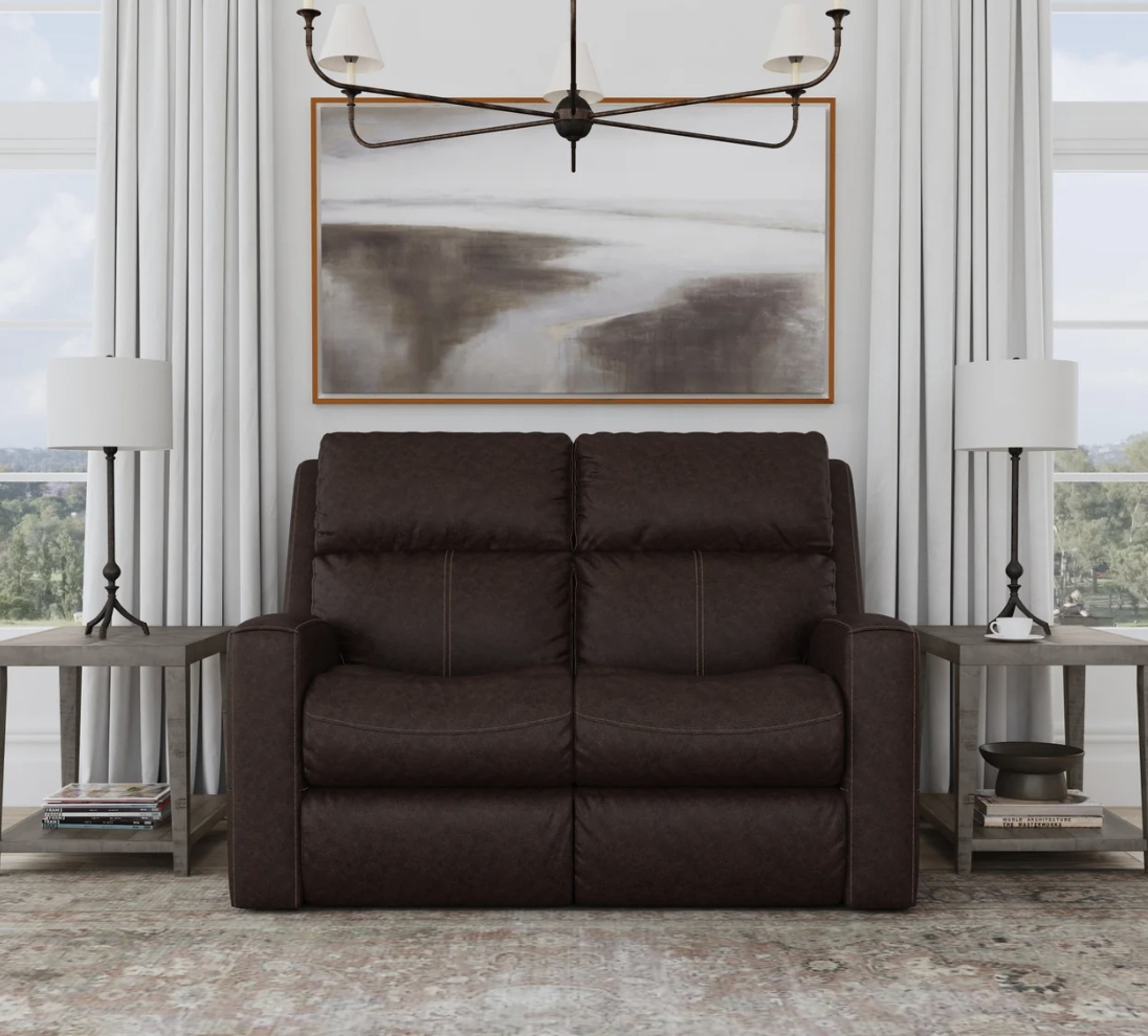 Customizable Score Leather Power Reclining Loveseat