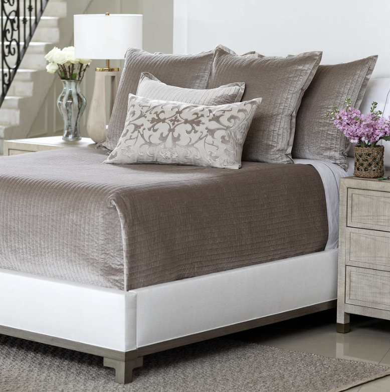 Raffia Matte Velvet Aria Quilted Coverlet Collection