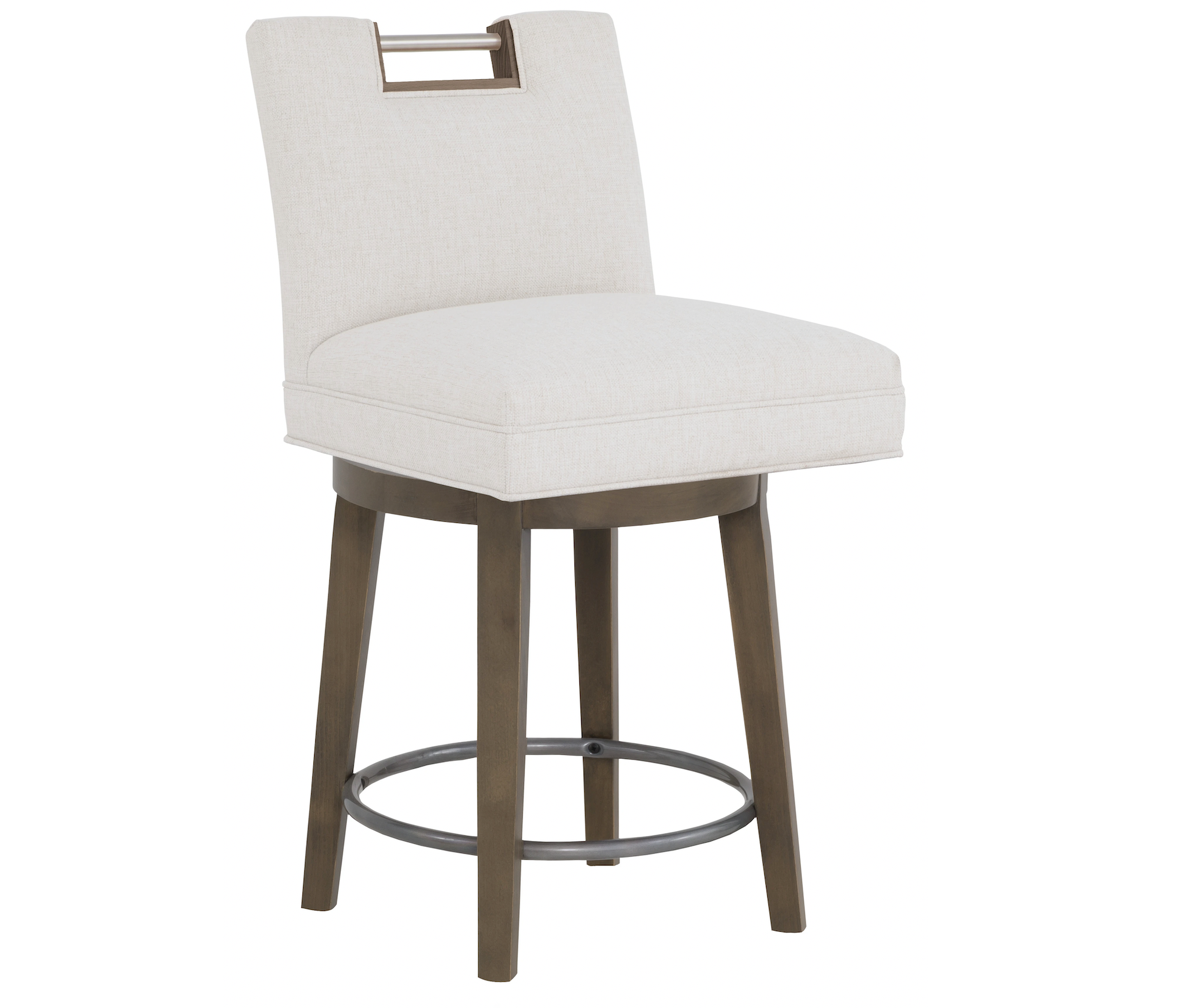 Customizable Nickel Metal Pull Short Back Swivel Stool