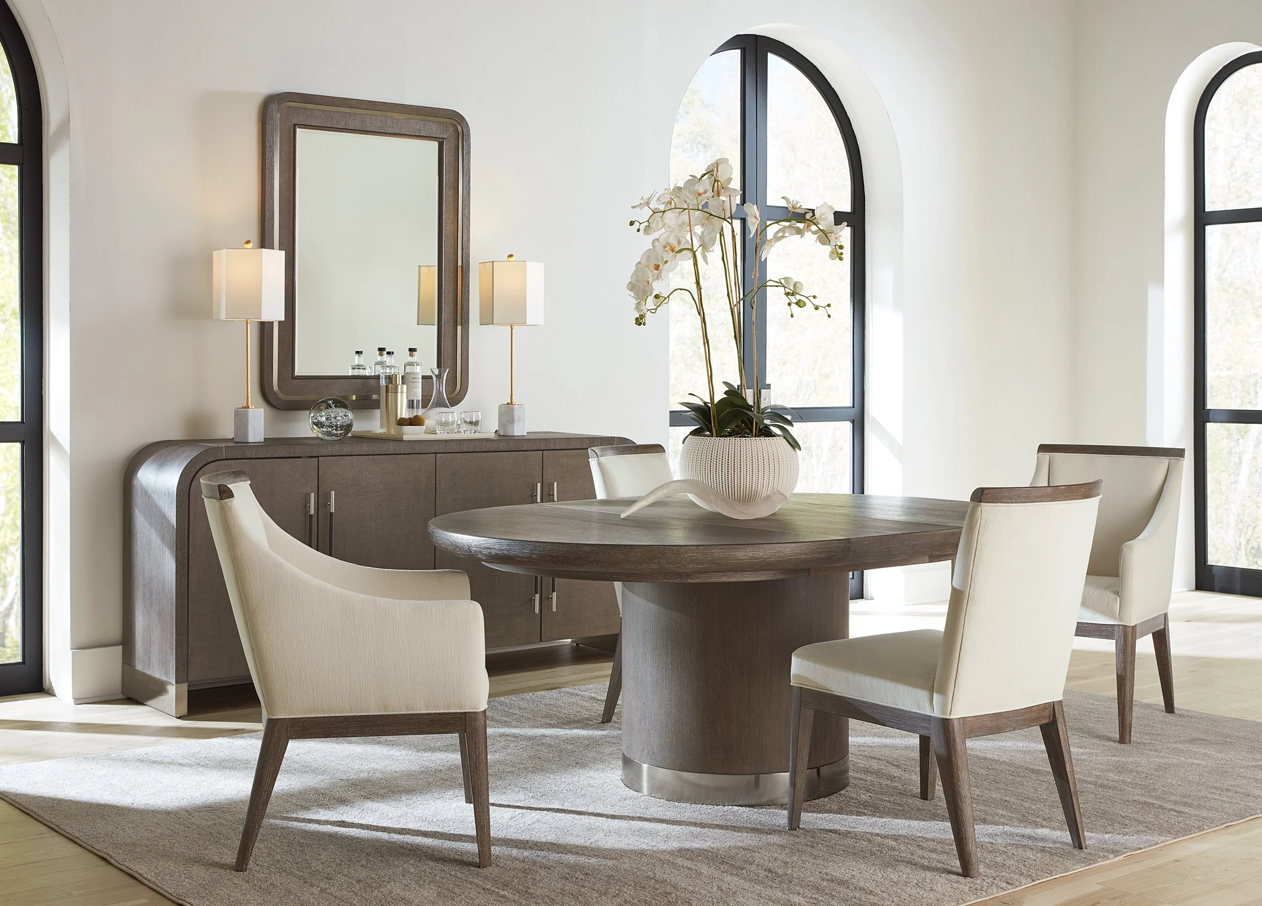 Dark Modern Mood Round Dining Table w/ 1-18in Leaf