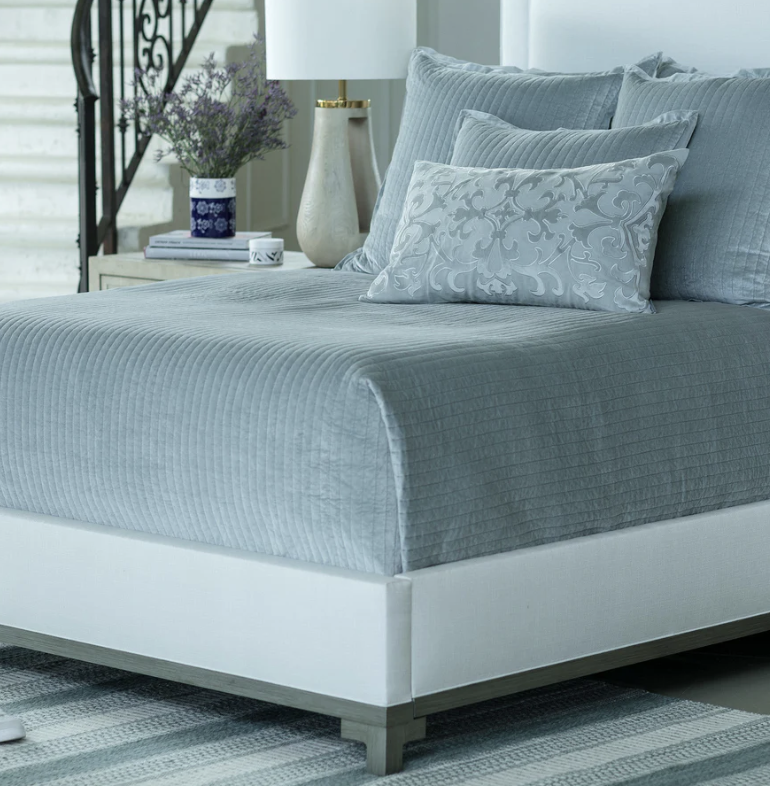 Sky Matte Velvet Aria Quilted Coverlet Collection