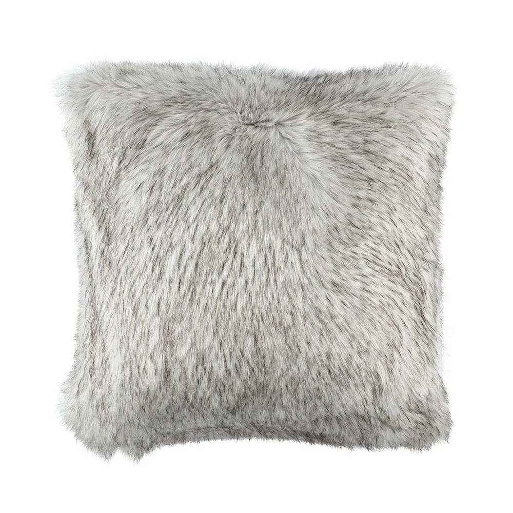 Silver Faux Fur Pillow