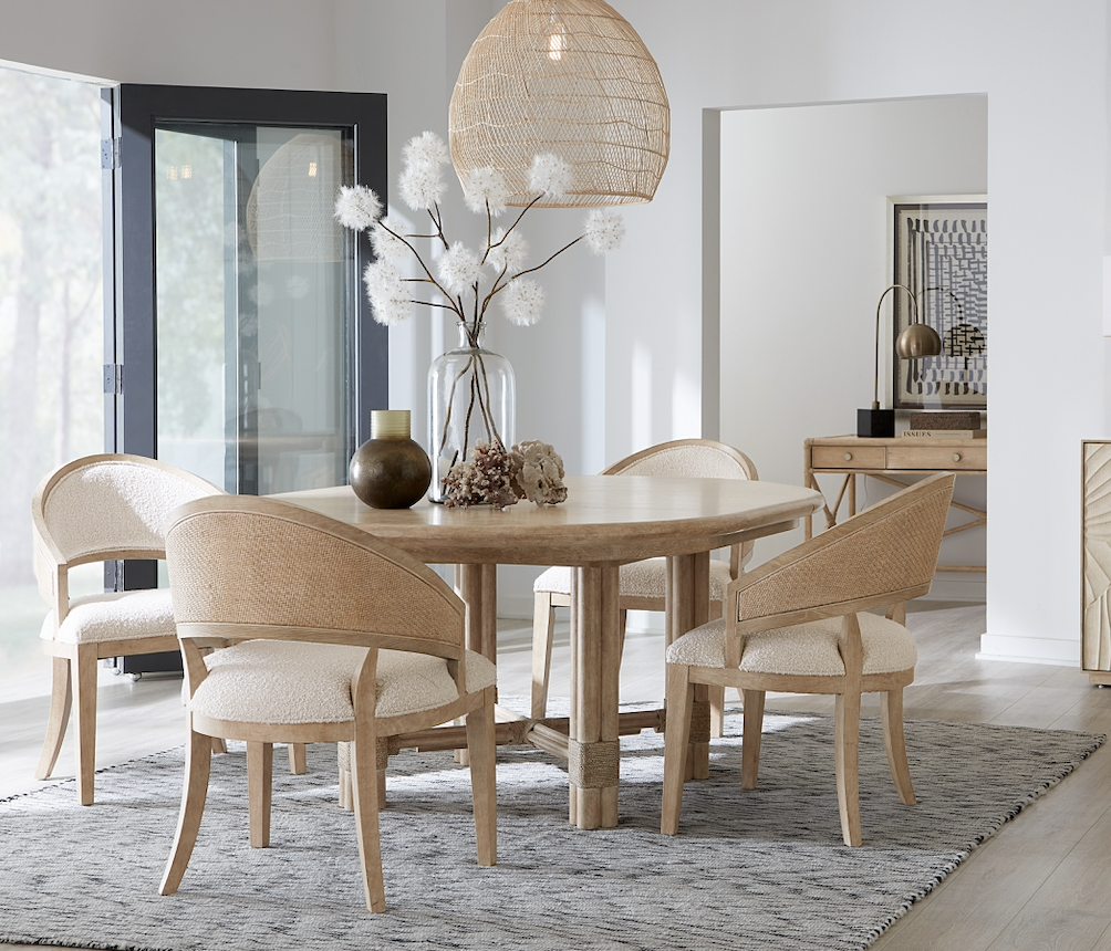 Dune Retreat Pole Rattan Round Dining Table w/ 1-20in Leaf