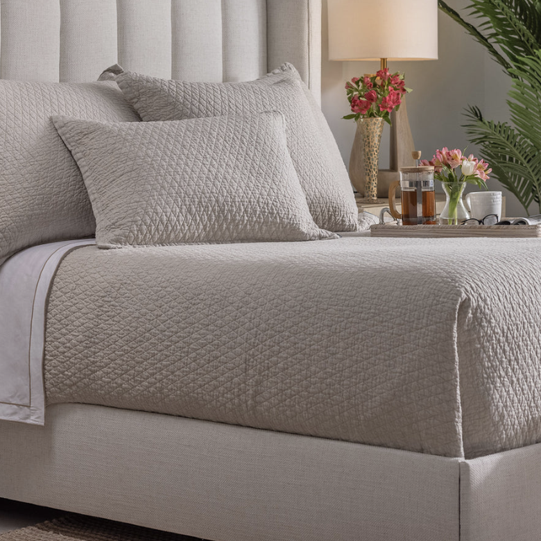 Dawn Quilted Natural Herringbone Coverlet Collection