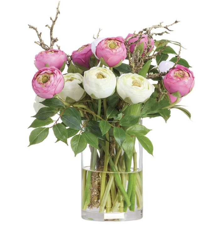 Ranunculus Mix in Glass Vase Mix