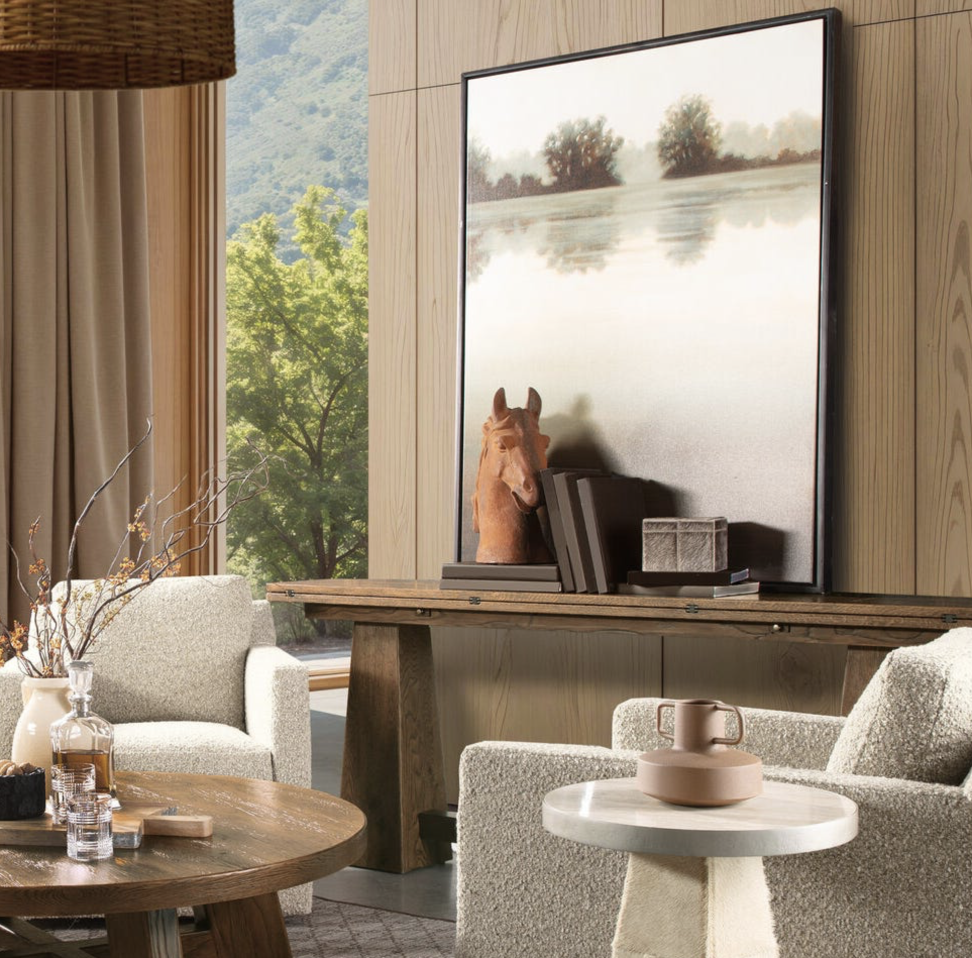 Worn Saddle Driftwood Flip-Top Console Table