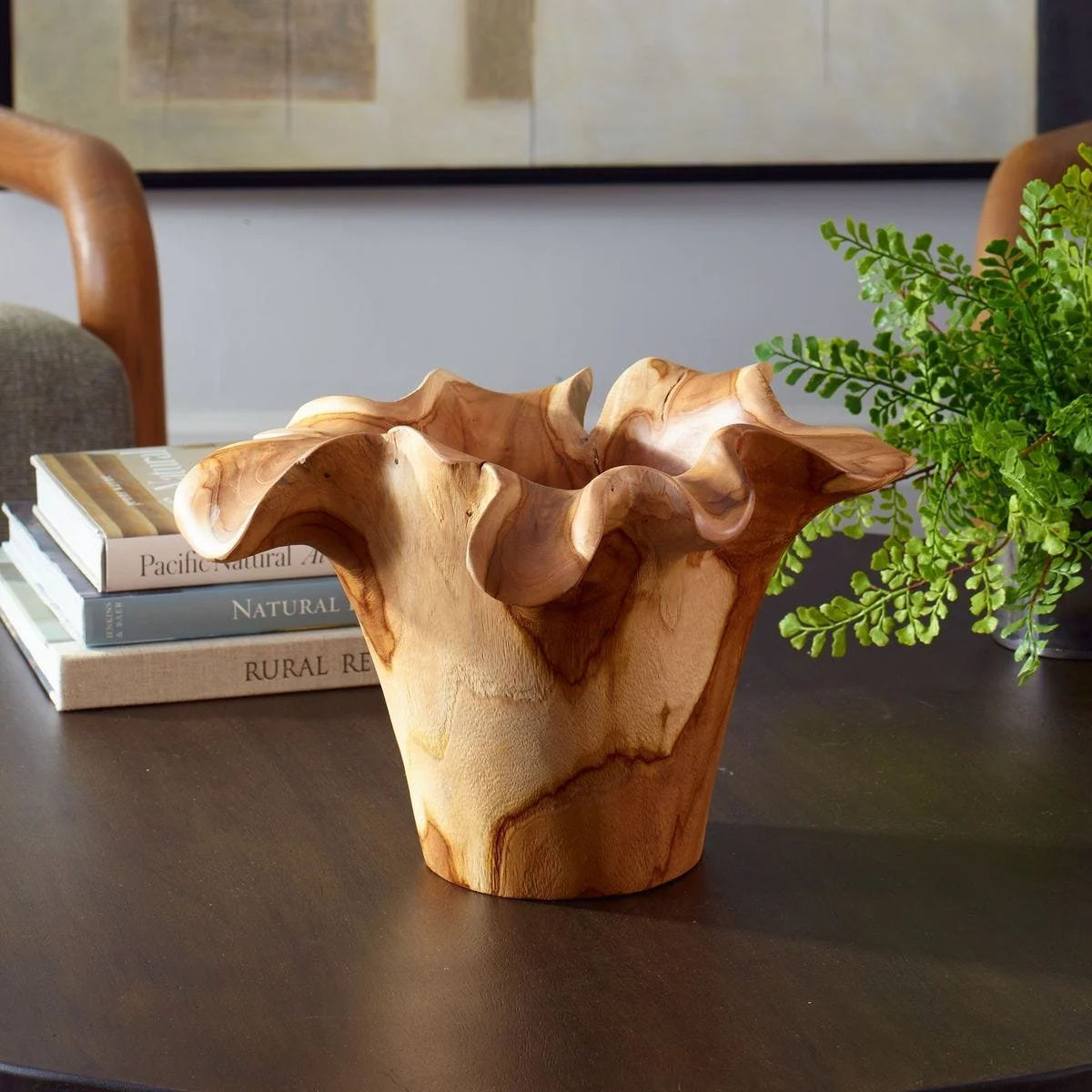 Natural Teak Flow Outdoor Bowl