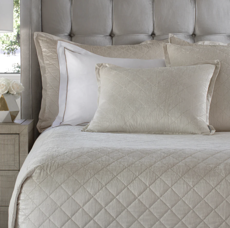 Chloe Pre-Wash Ivory Velvet Coverlet Collection
