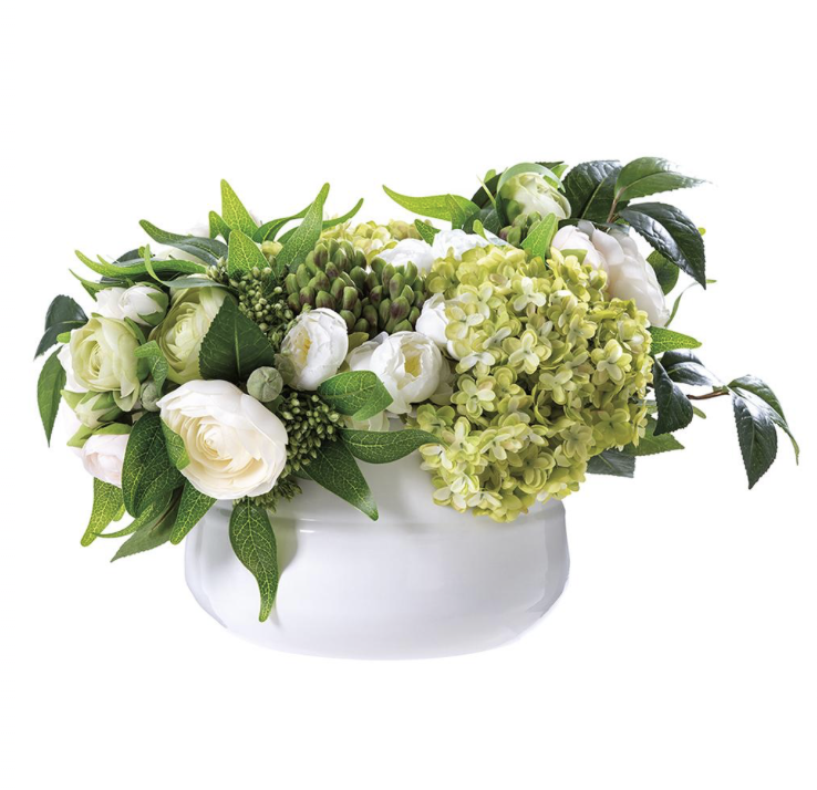 Ranun/Hydr/ Bud In Metal Planter Cream Peach