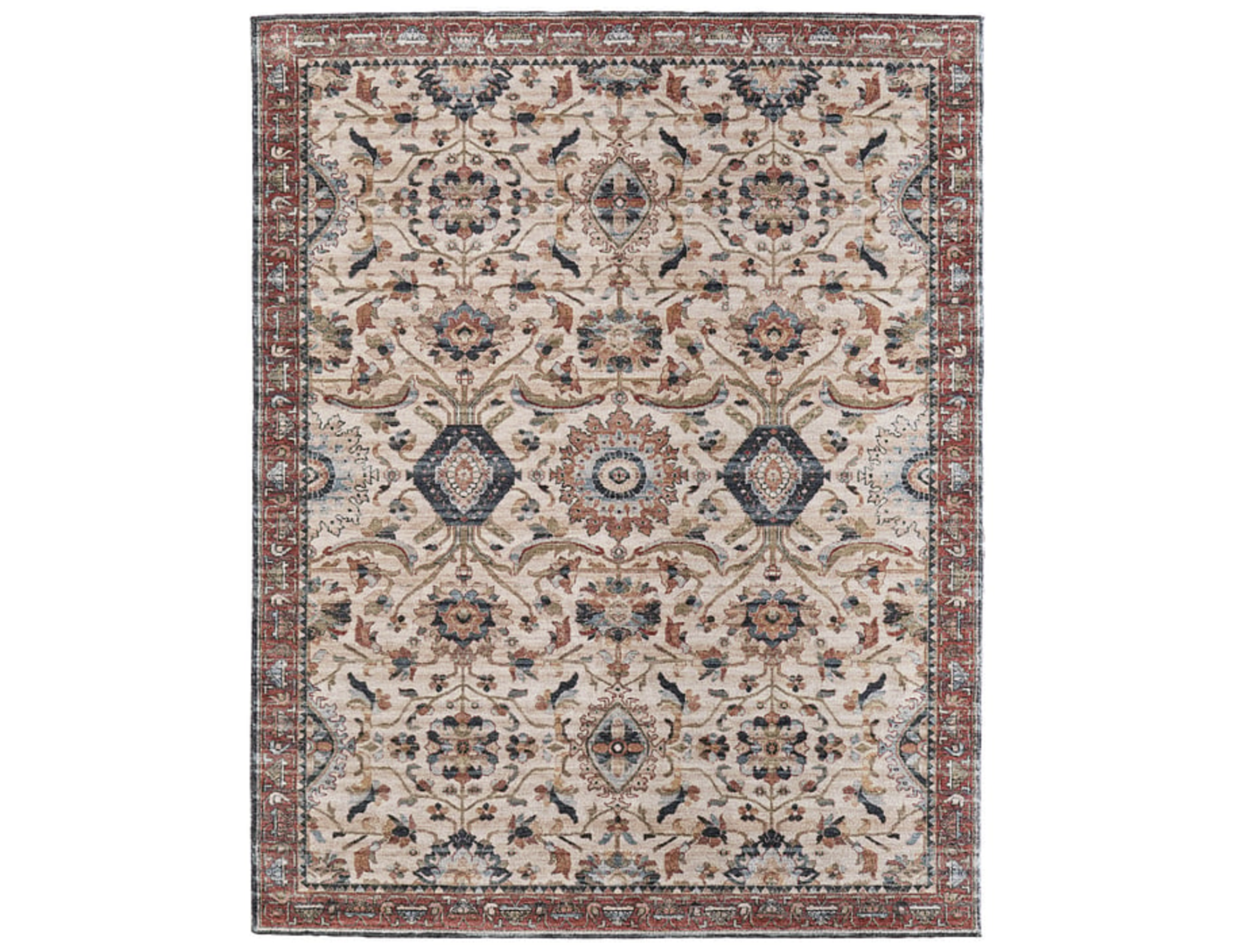 Ivory/Red Pearson Area Rug