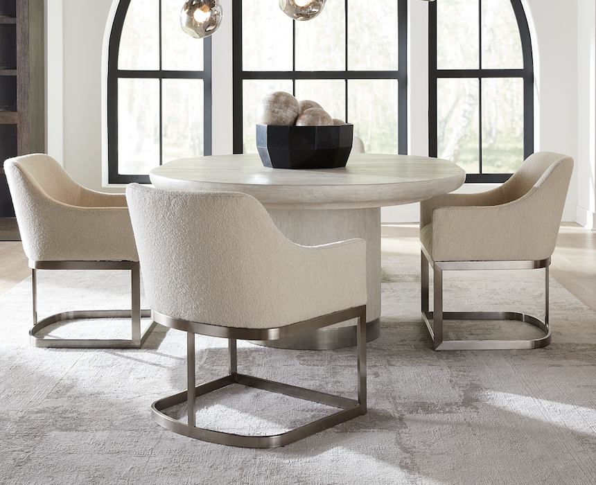 Light Modern Mood Round Dining Table w/ 1-18in Leaf