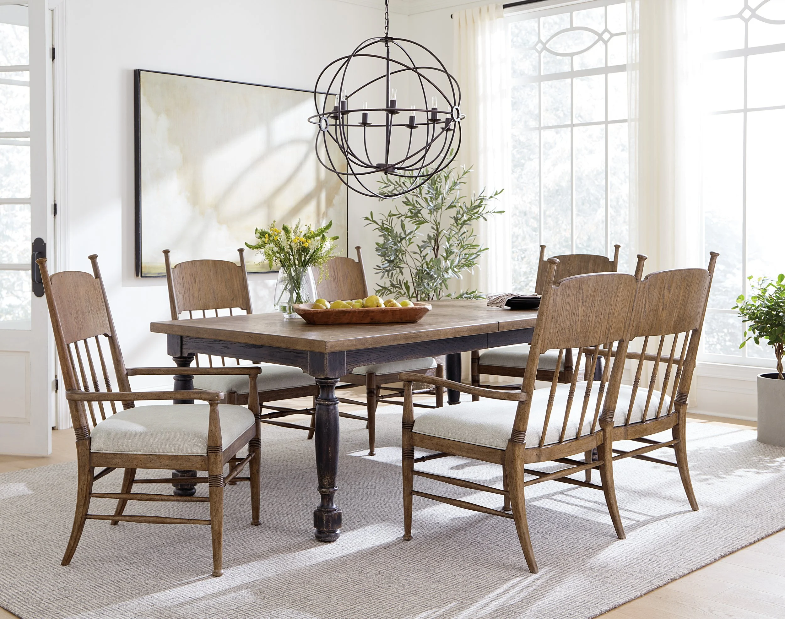 Black Americana Leg Dining Table w/ 1-22in Leaf