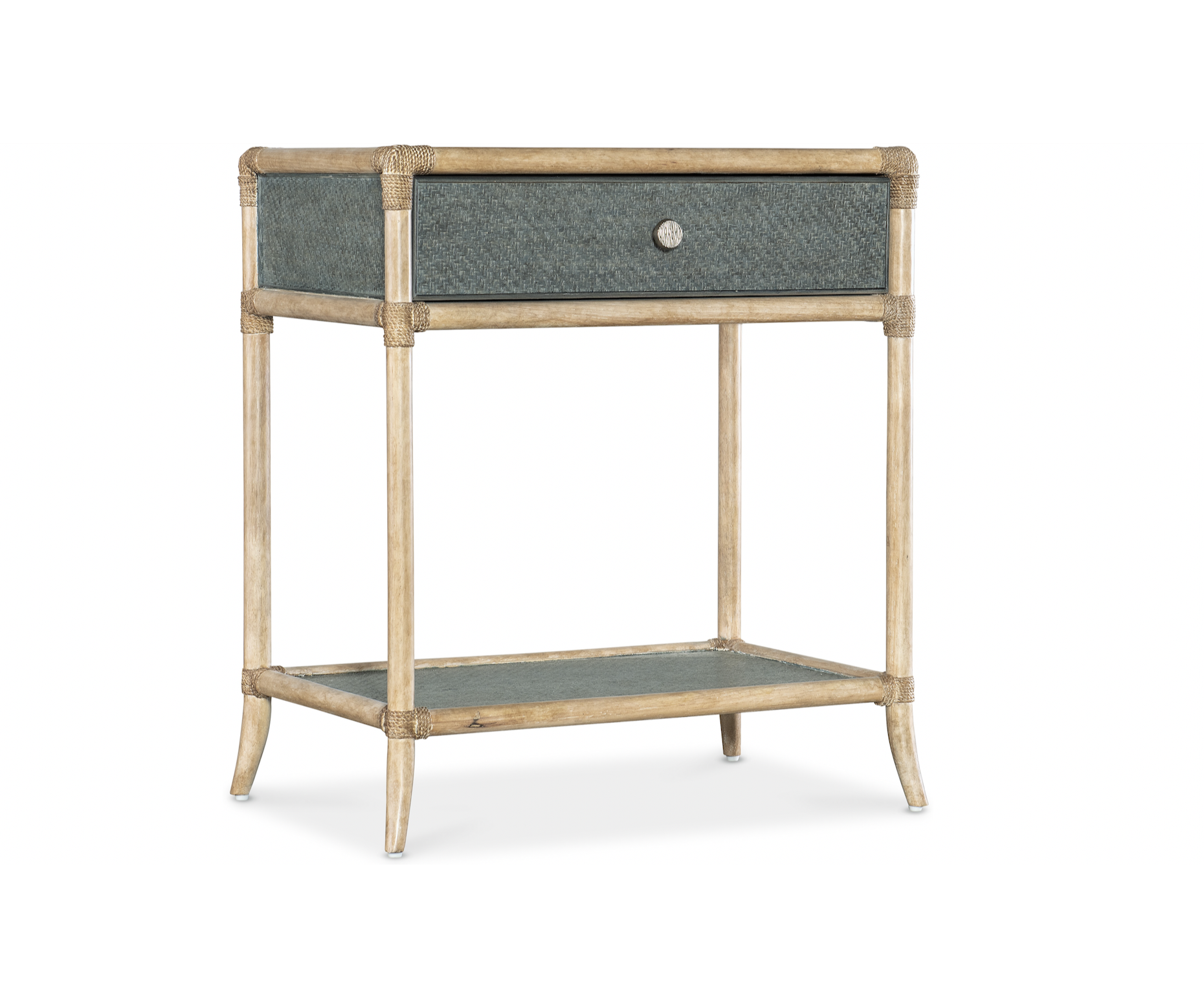 Blue Retreat Pole Rattan Bedside Table