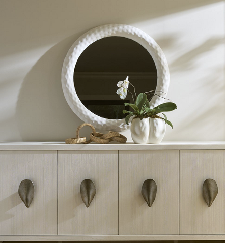 White Coral Round Mirror