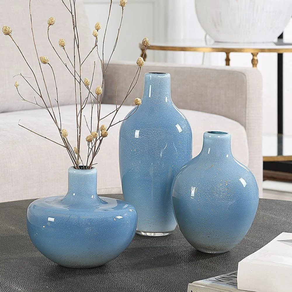 Set of 3 Celestial Frost Vases