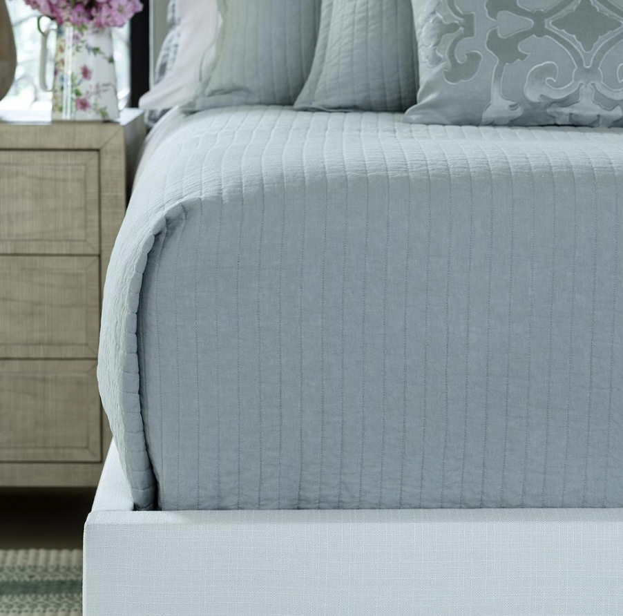 Tessa Quilted Sky Linen Coverlet Collection