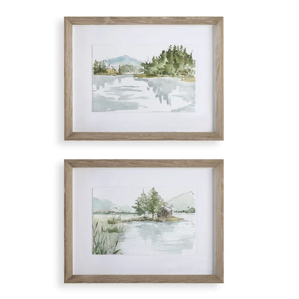 Serene Lake Framed Prints Set of 2