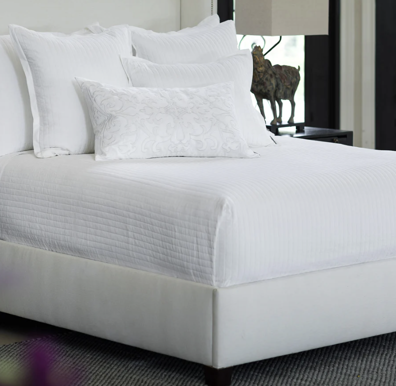White Matte Velvet Aria Quilted Coverlet Collection