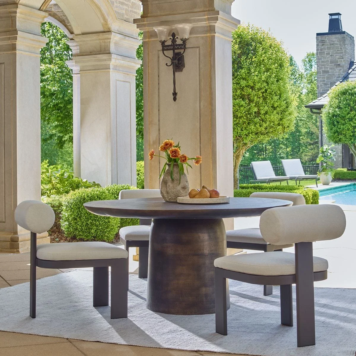Golden Dark Bronze Madrone Outdoor Dining Table