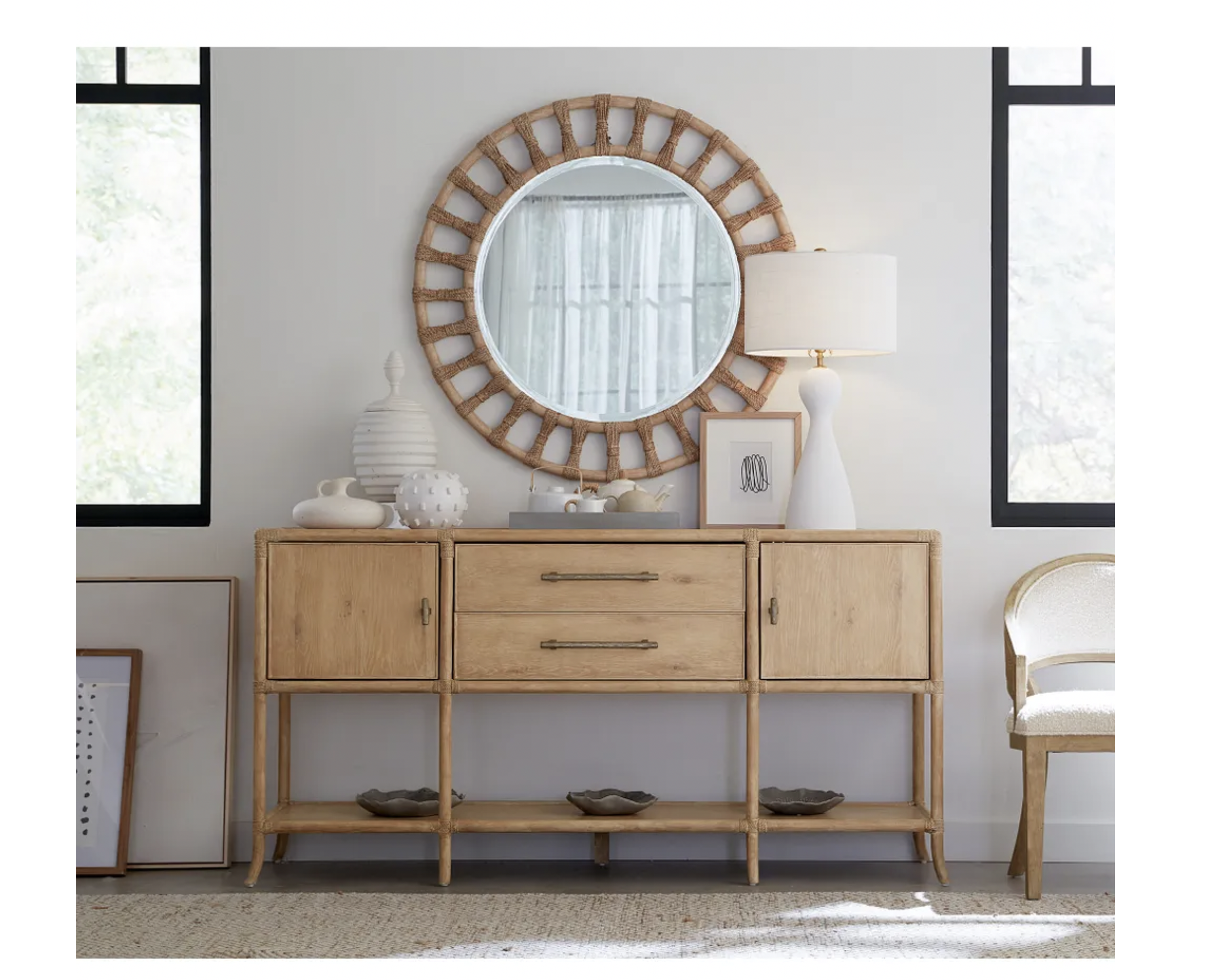 Retreat Pole Rattan Accent Mirror