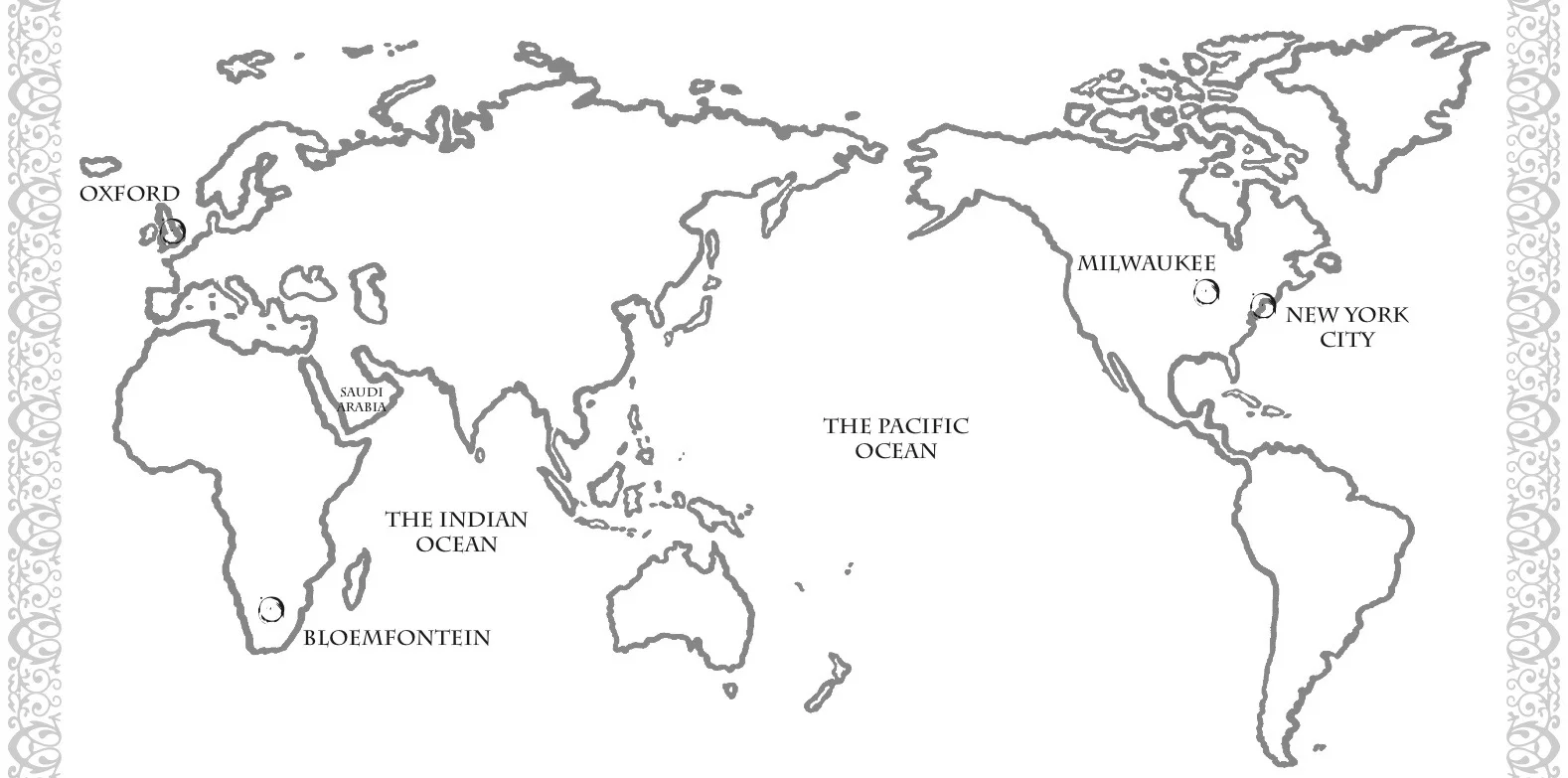Tolkien’s work has global connections. Map produced by Samantha Steiner, used with permission.