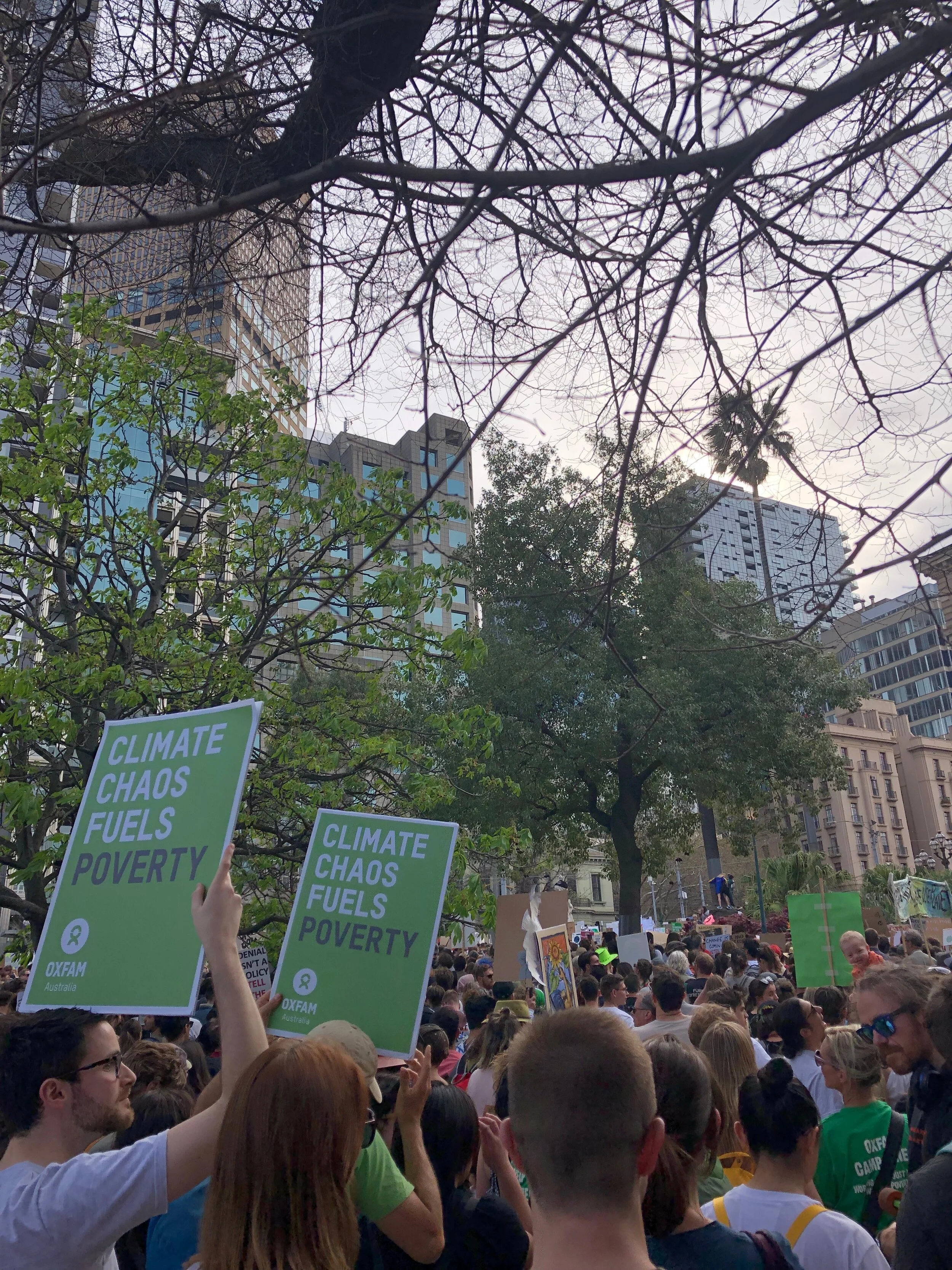 Oxfam protesters joined the rally. Photograph by Coral Huckstep