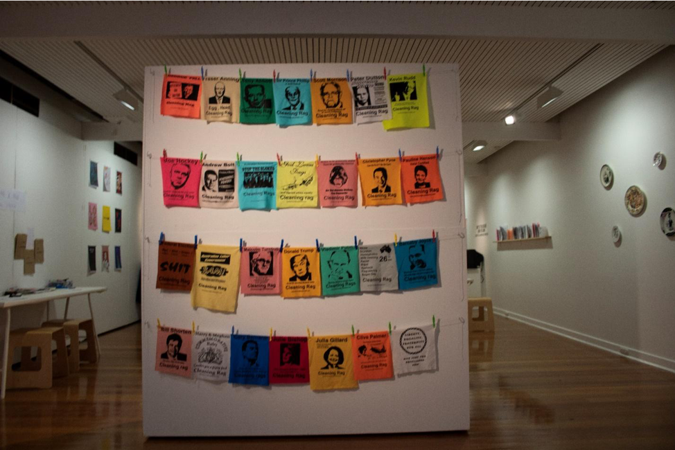 Don’t Let The Bastards Grind You Down  exhibition photo by Lisa Jacomos.