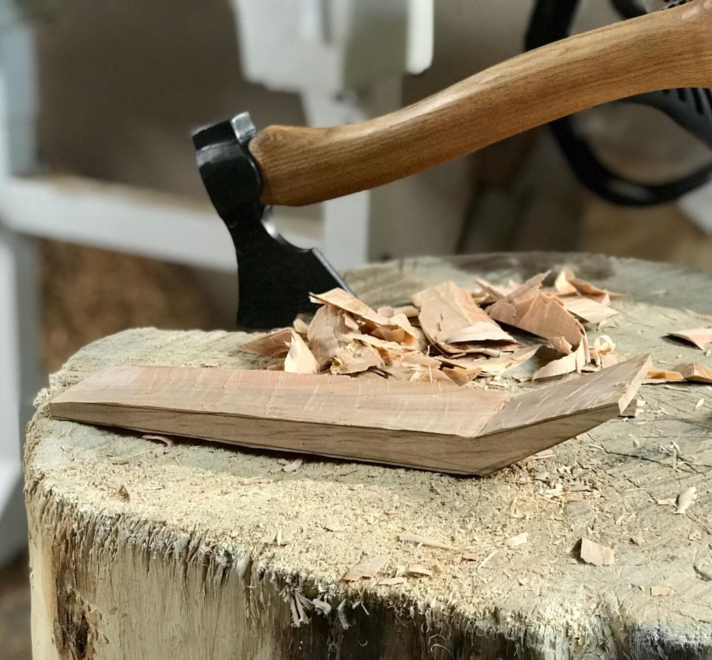 Here&rsquo;s the axe work done on this soon-to-be serving spoon #spoonblanks