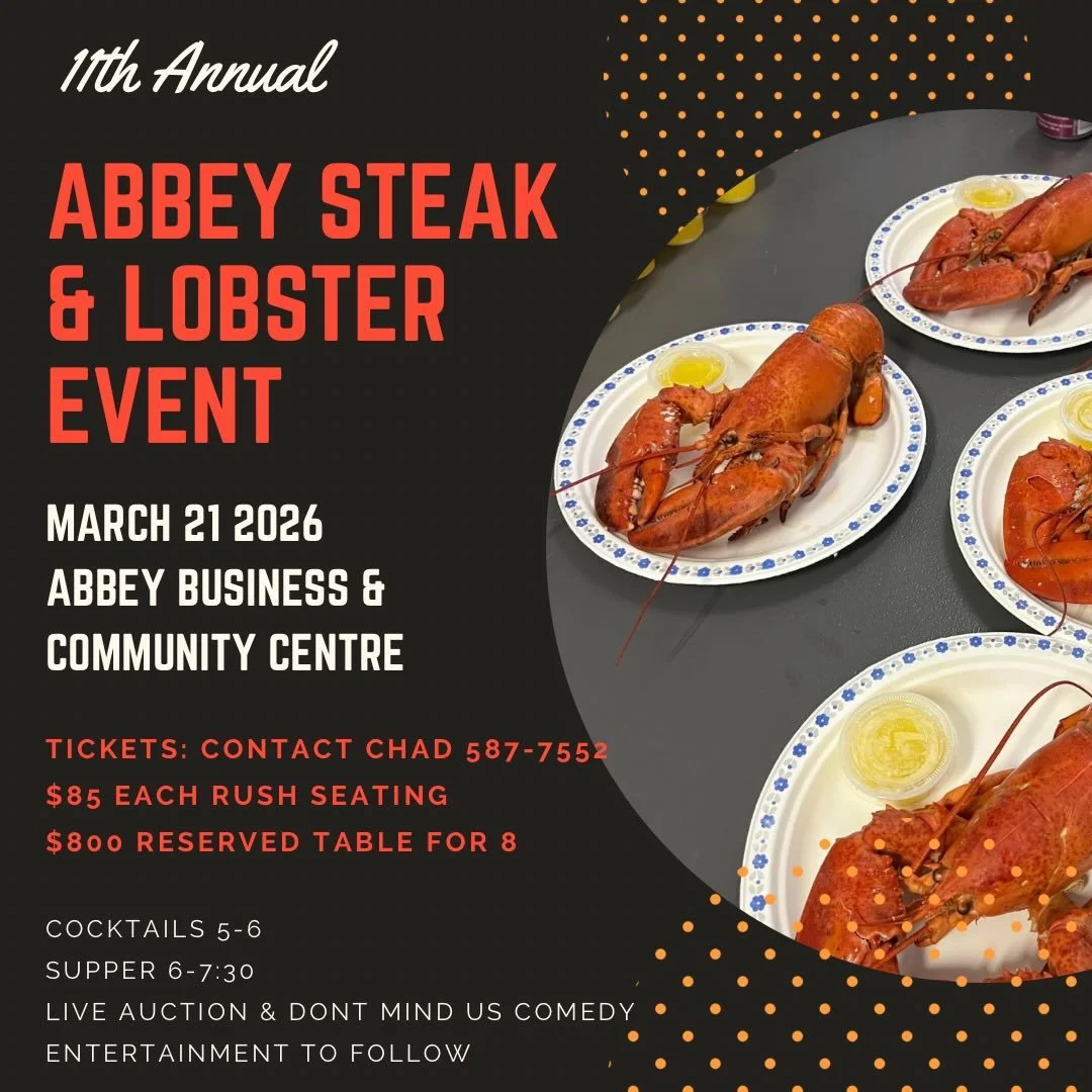 Get ready to crack a claw for a cause! 🦞🥩

We are thrilled to announce the 11th Annual Abbey Business and Community Centre Steak and Lobster Fundraiser!

For over a decade, this community has shown up in a huge way. Thanks to your incredible genero