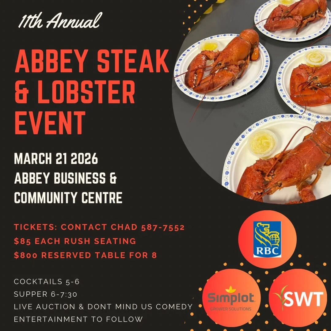We&rsquo;re just ONE MONTH away from the Abbey Business and Community Centre&rsquo;s annual Steak &amp; Lobster Fundraiser! 🦞🥩

😀Join us for a fantastic evening in support of upcoming washroom renovations at the Centre &mdash; an important project