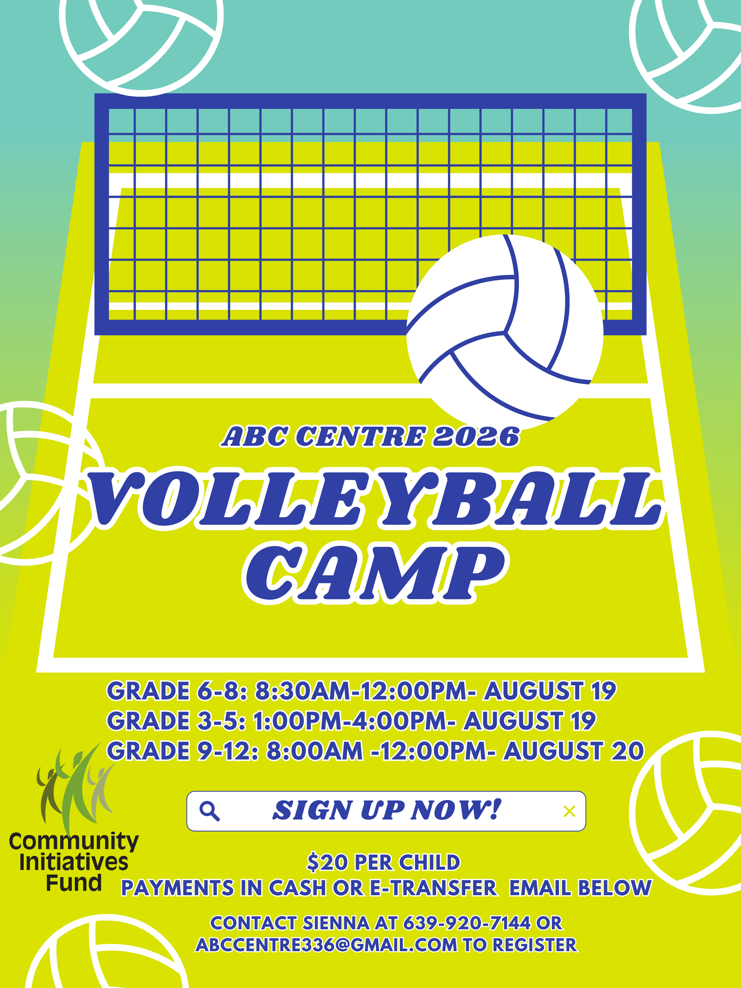 Yellow and Blue Modern Illustrative Volleyball Sport Tryout Poster.png