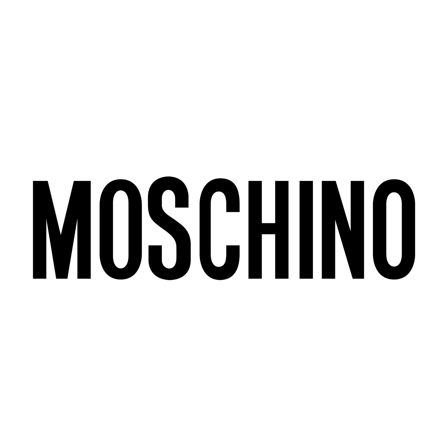 Black text reading 'MOSCHINO' on a white background