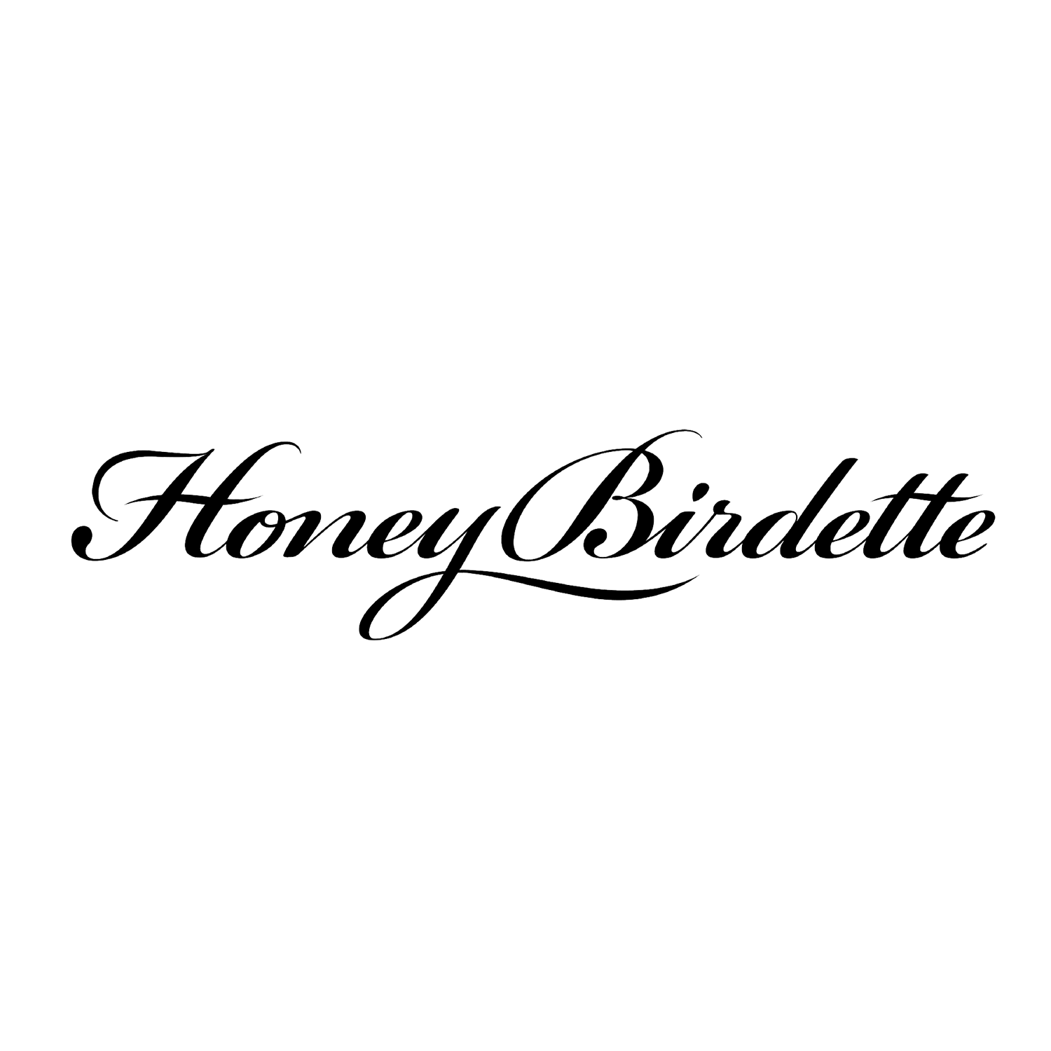 Stylized black cursive text that reads "HoneyBirdette" on a white background.